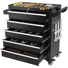 Rolling Tool Chest 7-Drawers, Metal Tool Box with Wheels Garage Storage Cabinets with Lock Tools Drawer Organization Workbench Toolbox for Warehouse, Workshop & Repair Shop