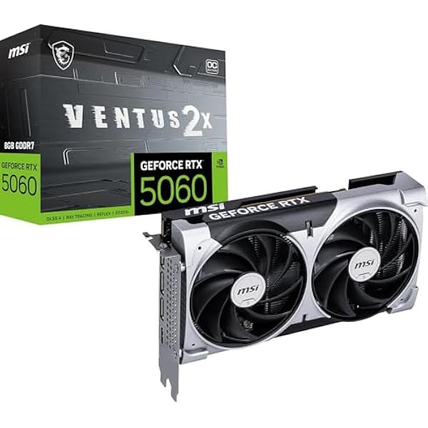 MSI Karta graficzna GeForce RTX 5060 8G VENTUS 2X OC - 8 GB GDDR7 28 Gb s 128-bit PCIe 5.0 - HDMI 2.1b 3 x DisplayPort 2.1b