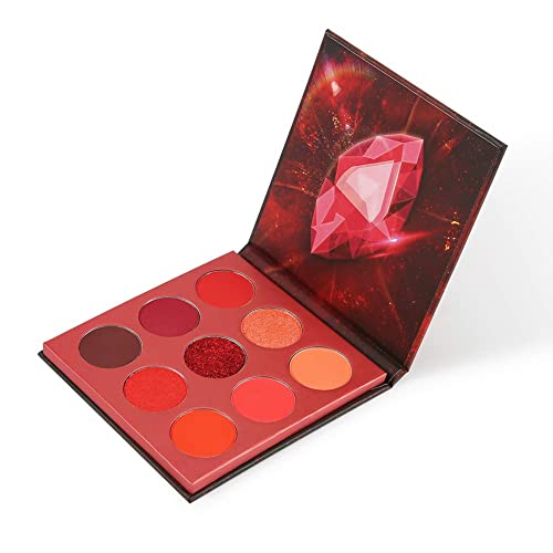 docolor Eyeshadow Palette 9Colors Red Eyeshadow Gemstone Shadow Palettes Highly Pigmented Mattes Shimmers Naked Smokey Glitter Cream Colorful Powder Blendable Long Lasting Waterproof Makeup Palette