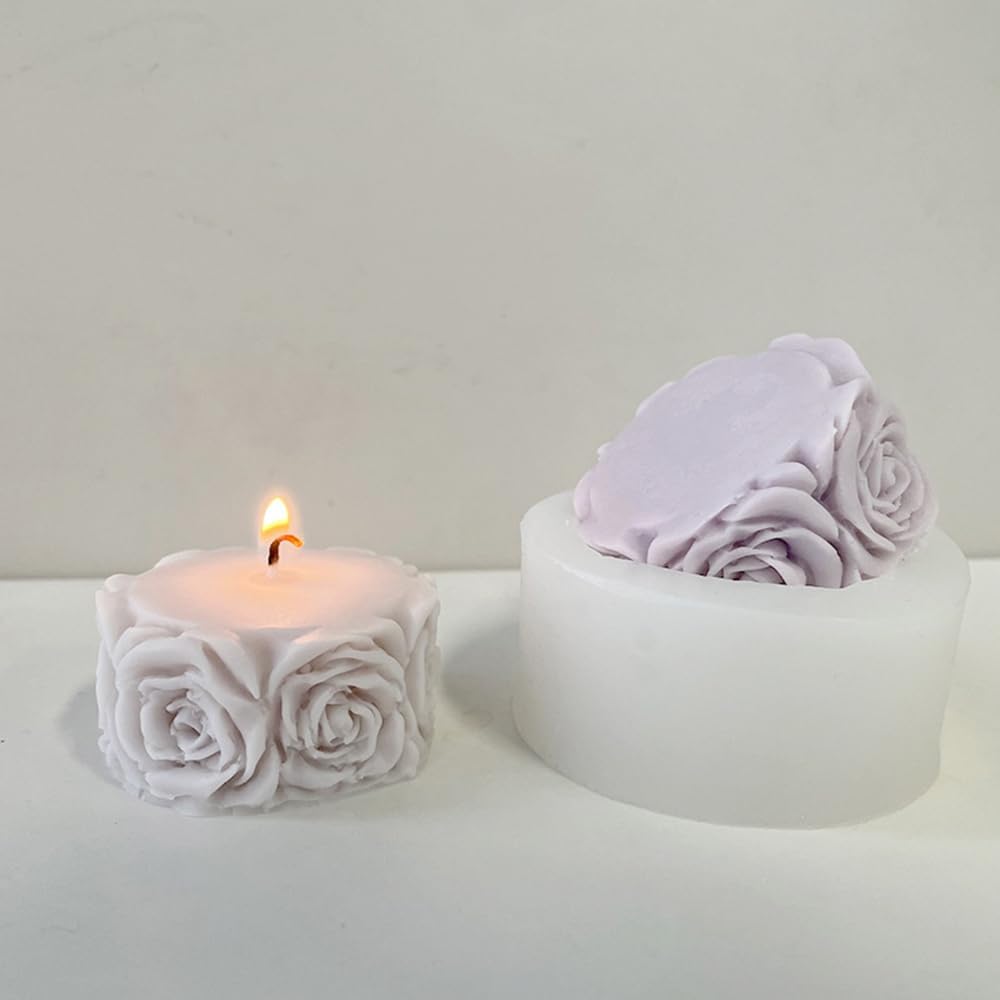 Silicone Candle Molds, 3D Rose Embossed Pillar Scented Candle Mold, Romantic Atmosphere Design, Odorless, BPA Free, Silicone Molds for Candle Making, DIY, Resin, Wax, Soap, Chocolate Etc