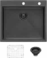 Ruvati 25 inch ROUNDED CORNERS Gunmetal Black Stainless