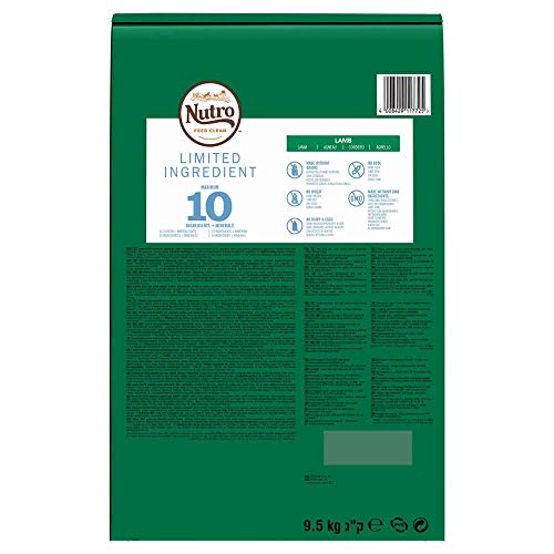 NUTRO Hundefutter Trockenfutter Limited Ingredient Adult 1+ Mit Lamm, 1 Beutel (1 x 9.5kg)