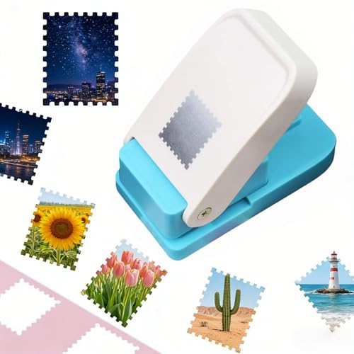 クラフトパンチ 穴あけポンチ,四角 スクエア 切手型 2点セット 1つ穴 ペーパーパンチャー 25mm ハンドメイド diy用 操作簡単 (切手)