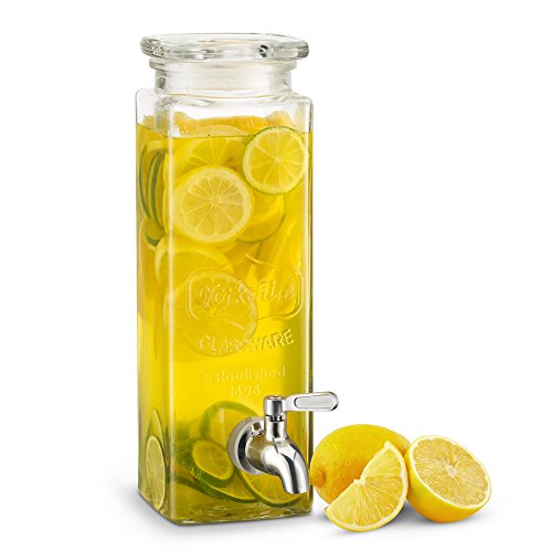 image for Kook Glass Drink Dispenser, with Leak-Proof Stainless Steel Spigot, Cl
