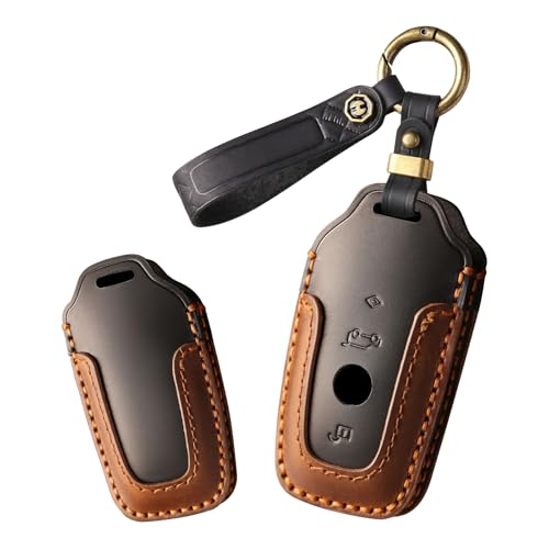 Coque clé BMW en cuir véritable fait main et élégant noir contrasté