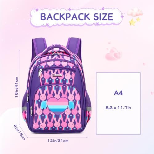 Cusangel Backpack for Girls Boys School Bookbags Kindergarten Elementary Lightweight Waterproof Multifunctional Large Capacity for Backpack (Rainbow Rabbit)