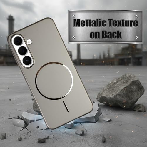 Image of AIBEX Ultra-Thin Mag-Saf Back Cover Case Compatible with Samsung S25| Slim Fit Scratch-Resistant Matte | Magnetic Wireless Charging | Microfibre Lining | Camera Protection (PC Material) - Titanium