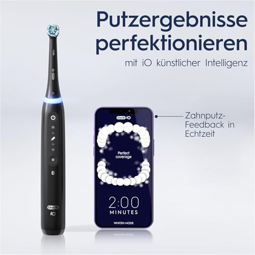 Oral-B iO Series 5 Elektrische Zahnbürste Schwarz PLUS Ausgewählte Original Oral-B iO Aufsteckbürsten Schwarz 5x – Bild 8