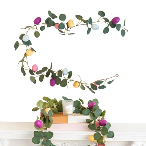 Corona de Pascua de la Puerta Delantera - Decoraciones Coronas Primavera la Puerta Delantera Realista Artificial Eucalipto ABS Swag Temporada, señales Decorativas para Acción Gracias, N