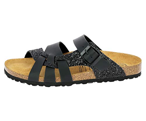 Lico Damen Bioline Gleam Pantoletten, Schwarz, 39 EU