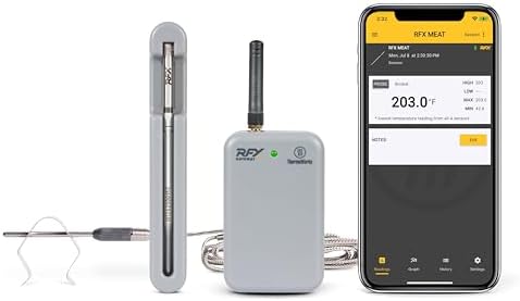 ThermoWorks RFX | Smart Wireless Meat Thermometer | Wi-Fi & Radio Frequency | Stronger Signal Than Bluetooth | Meat Probe for Use in Smoker, Grill, BBQ, Oven - 1-Probe Kit