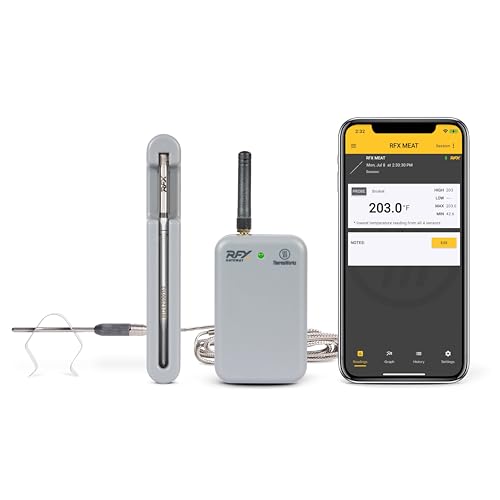 ThermoWorks RFX | Smart Wireless Meat Thermometer | Wi-Fi & Radio Frequency | Stronger Signal Than Bluetooth | Meat Probe for Use in Smoker Grill BBQ Oven - 1-Probe Kit