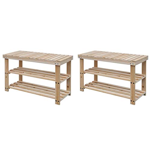 Woonisher Zapatero 2 en 1 con Banco 2 uds Madera Maciza Armario Muebles Armario de Sala