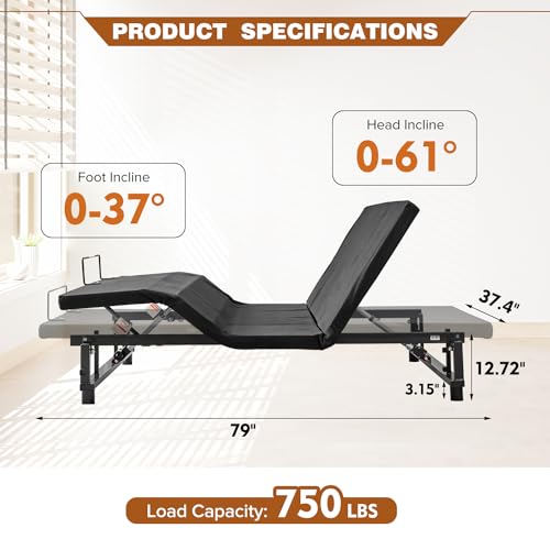 Kangmusi Quiet Motor Adjustable Bed Frame - Twin XL Zero Gravity