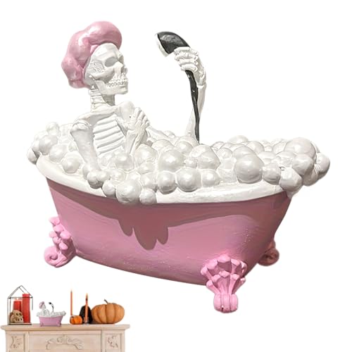 Xijobido Figur,Halloween Geist Statue Aus Resin | Pinke Badewanne Spukhaus Saison Deko für Familie Freunde Sammler