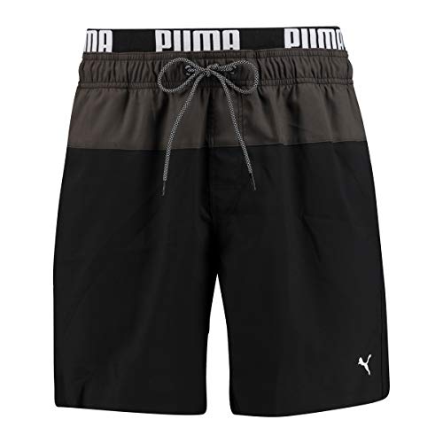 PUMA Men's Swim Logo Briefs, Black/White, XS