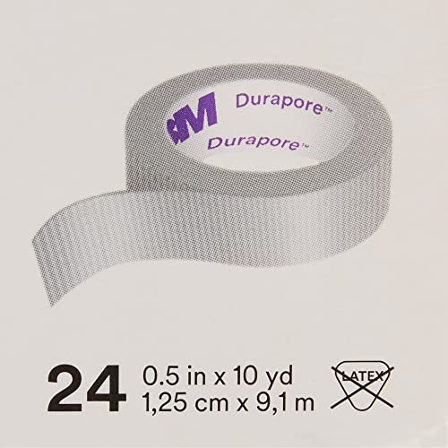 3M Durapore Surgical Tape 1/2"X10Yard Roll Silk Hypoallergenic - Box Of 24 - Model 1538-0 #TOP4