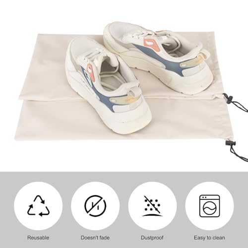 LAKE OF FIRE 8 Pcs Single Shoe Bags for Travel - 18\"X9\" Packing Shoe Travel Bags for Suitcase, Shoes (Beige) - Thumbnail 4