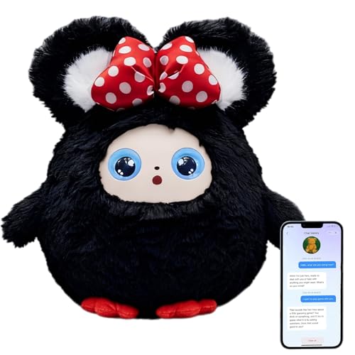 QQCHGOL AI Intelligent Interactive Plush Toy ChatGPT, with Vibration/Tactile Perception and Children's Emotions, multilingual Companions, Interactive Games, Memory Training (Noctis)