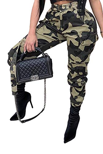Plus Size Cargo Pants For Women High Waisted Baggy Army Camo Jeans Joggers #TOP1