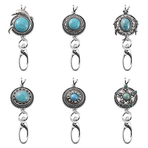Sunnyclue 1 Box 6 Styles Synthetic Turquoise Stone Id Badge Lanyard Kit Gemstone Office Badge Holder Lanyards Ocean Turtle Snap Buttons Stainless Steel Lanyard Starfish Necklace Chain Breakaway 30" #TOP3