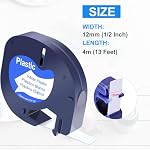 Compatible for DYMO LetraTag Label Tape 91330 16952 91331 91332 91333 91334 91335 Plastic/Paper LetraTag Refill,12mm x 4m (1/2Inch x 13Feet), for DYMO LetraTag Plus LT100H LT100T QX50 Label Makers