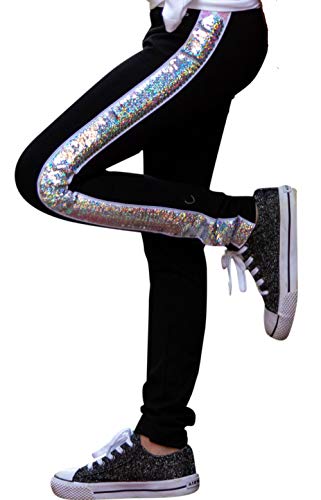 HH Family Flip Sequin Cotton Leggings for Girls Sparkle Pants 4-14 Years