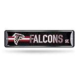 Rico Industries NFL Atlanta Falcons Home Décor Metal Street Sign (4' x 15') - Great for Home, Office, Bedroom, & Man Cave - Made,Silver