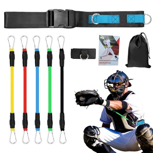 Catcher Training Belt with 5-Level Resistance Bands – Framing & Pop Time Practice Trainer,...