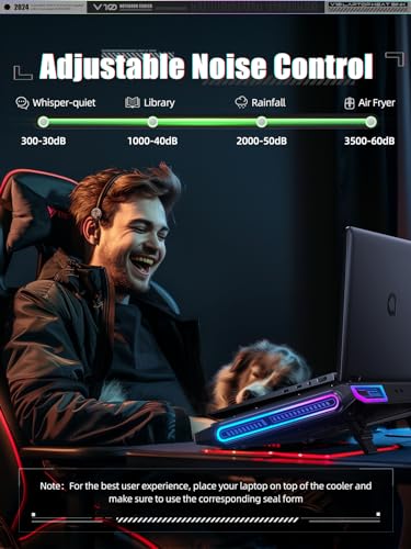 llano V10 Gaming Laptop Cooling Pad, RGB Laptop Cooler Stand with Powerful 4.72 Inch External Turbo Cooling Fan, Fast Cooling Computer 13-17.3in, Button Control, 3 Adjustable Stand, 4-Port USB C&A - Image 8