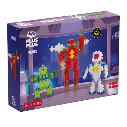 Plus-Plus Geniale Giocattolo da Costruzione, Basic, Robot, Set di mattoncini, 170 Pezzi, Colore, Large, 9603828