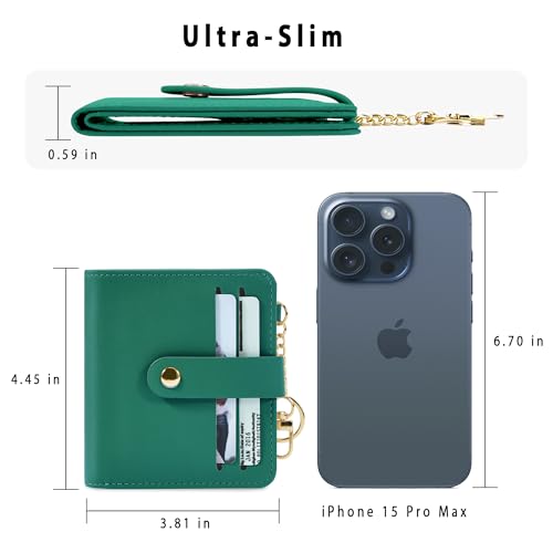 Image of Airkit Small Wallet Women RFID, PU Leather Card Holder with Keychain | Slim Compact Zipper Coin Purse for Ladies, Travel Holiday Gifts for Mom, Cute Mini Bifold Wallets