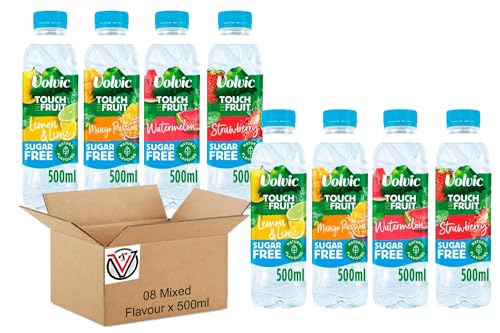 Touch of Fruit Sugar Free Strawberry, Watermelon, Mango, Lemon & Lime Natural Flavoured Water 500ml | VIMIX Mixed Natural Flavoured Water (08 Mixed)
