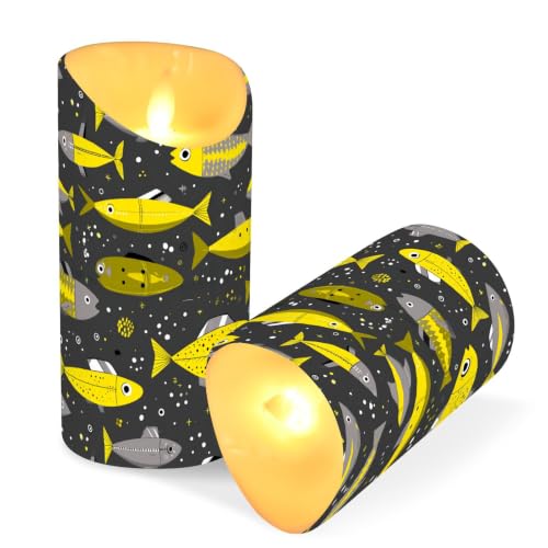 Velas de control remoto para regalo de otoño | Set de 2 velas sin llama decorativas amarillas 3