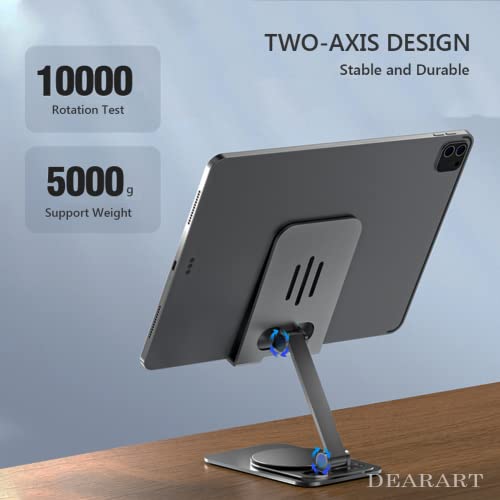 Image of DEARART Grey Cell Phone Stand, 360 Adjustable Phone Stand for Desk, Foldable Phone Holder Fully Carried Easily, Disc Base