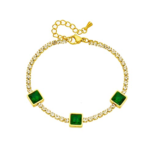 Bracelet vert en zircon brillant accessoire mode au quotidien