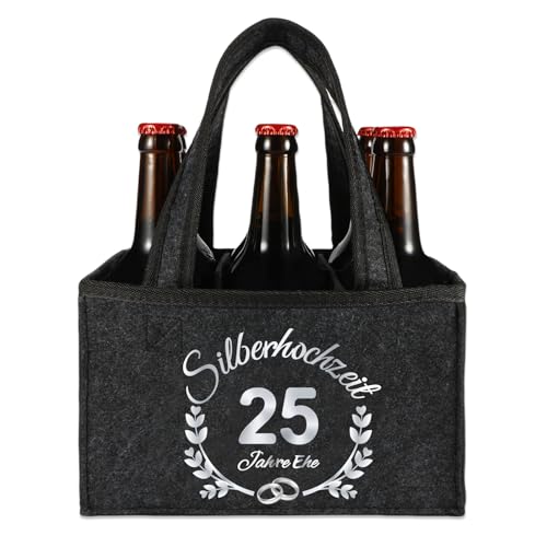 Anicy Flaschenträger Silberhochzeit Geschenk, Geschenke zur Silberhochzeit, 25 Jahre Silberhochzeits, Geschenke zur Silberhochzeits 25 für Frauen Männer Ihn Ehemann Ehefrau