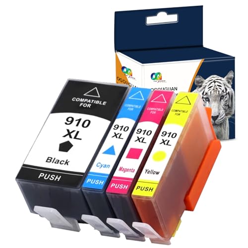 910XL Ink Cartridges Combo Pack, Compatible 910XL 910 Ink Cartridges Replacement for HP OfficeJet 8010 8015 8018 Pro 8020 8025 8028 8030 8035 8025e 8028e Printer (4-Pack, Black/Cyan/Magenta/Yellow) -  OGOUGUAN