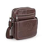 Lois - Bolso Hombre Piel Vegana Estilo Moderno, práctico y elegante Bandoleras Hombre Piel Sintética ideal para viajes y trabajo, urbana y funcional, Marron