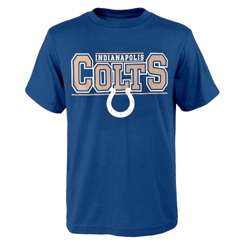 NFL Kids Youth 8-20 Officially Licensed Football Champ Wordmark Performance Primary Logo T-Shirt (Indianapolis Colts Blue, 14-16)