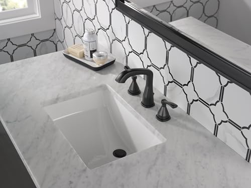 Delta Faucet Stryke Widespread Bathroom Faucet 3 Hole, Matte Black Bathroom Faucet, Diamond Seal Technology, Metal Drain Assembly, Matte Black 35776-BLMPU-DST by DELTA - Image 2