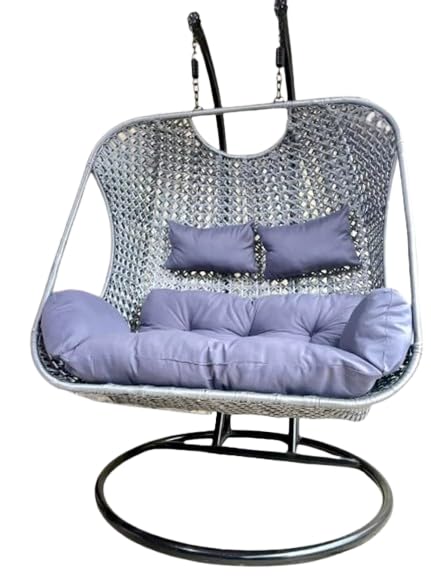 Image of Outdoor Furniture Double Seater Swing, Beautiful Swing with Stand (Grey-1)
