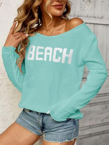 Image of Urchics Womens Casual Sweater Women's Casual Loose Letter Print Long Sleeve Knitted Pullover