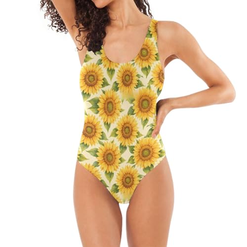Trajes de baño para mujer de girasol en acuarela ideales para tus vacaciones de playa