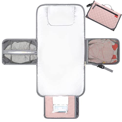 Lekespring Cambiador Bebe Portatil XL - Cambiador Bebe Impermeable Plegable con Bolsillo Organizador y Almohada,Cambiador Portatil como Neceser para Artículos de Bebé,Regalos para Recien Nacidos