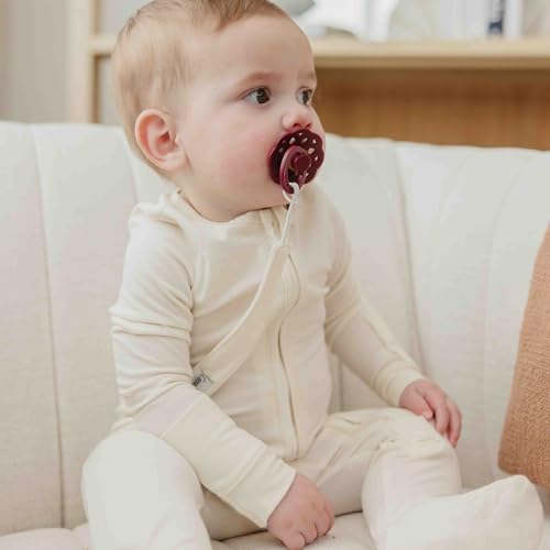 Image of Copper Pearl 3-Pack Pacifier Holders: Premium Knit Binky Clips for Baby Girls and Boys - Stylish Stainless Steel Design for Secure No-Drop Attachment - Butter