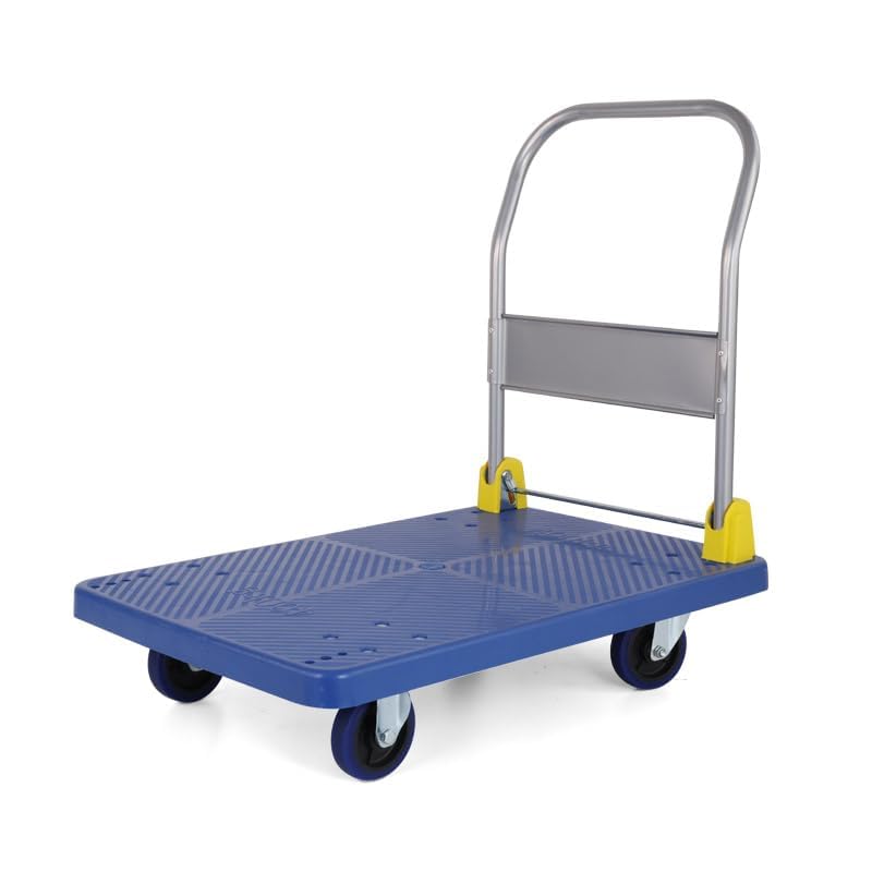 400KG Folding Platform Hand Trolley Heavy Duty Pushcart Dolly with 360 Swivel Wheels Foldable Trolley for Home Warehouse & Office Use