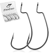 50/100/120pcs EWG Fishing Hooks, Bass Fishing Hooks Offset Worm Hook Texas Rig Hooks Live Bait Fi...