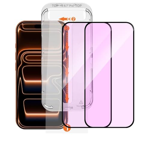 【2枚セット】SLuB 対応 iphone 17 Pro Max ガラスフィルム ブルーライトカット【貼付けキット付き】被せるだけで綺麗に貼れる 貼り付けキットの一体型 iphone 17 Pro Max 用 保護フィルム 3D全面保護 フレーム(ブルーラ