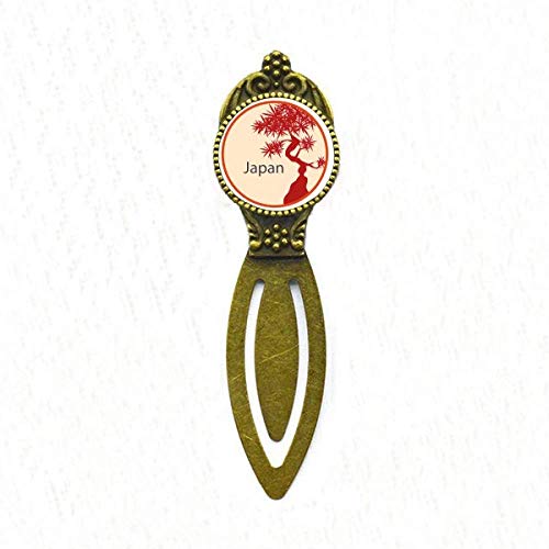 Marque-page vintage arbre rouge et culture japonaise pour livre